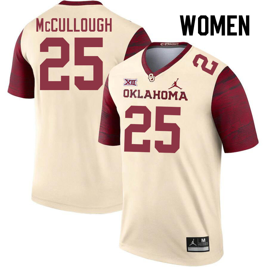 Women #25 Daeh McCullough Oklahoma Sooners College Football Jerseys Stitched Sale-Cream - Click Image to Close